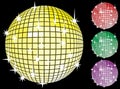 Colored set of mirror disco-balls.