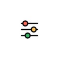 Colored Settings sliders, Filters icon. This icon use for admin panels, ebsite, interfaces, mobile apps. Stock Vector