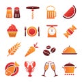 Colored Shaded Food Icons Collection Royalty Free Stock Photo