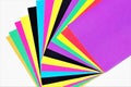 Colored sheets of paper for origami craft,