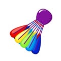 Colored Shuttlecock icon for badminton game in flat style isolated on white background Royalty Free Stock Photo