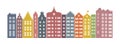 Colored silhouettes of European houses standing in a row Royalty Free Stock Photo