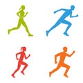 Colored silhouettes of runners. Flat figures marathoner. Royalty Free Stock Photo