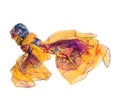 Colored silk scarf on white background