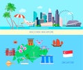 Colored Singapore Culture Banner Set