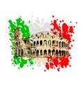 Colored sketch of the Roman Colosseum