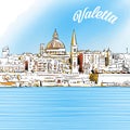 Colored Sketch of Valetta, Malta