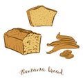 Colored sketches of Banana bread bread