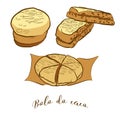 Colored sketches of Bolo do caco bread