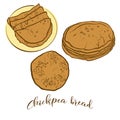 Colored sketches of Chapati bread