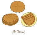 Colored sketches of Flatbread bread