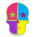 Colored skull head smiling icon vector design