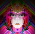 Colorfull art in abstract magic splashes background. Human portret