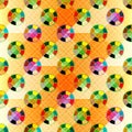 Colored small circles on an orange background Seamless geometric abstract pattern Royalty Free Stock Photo
