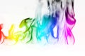 Multi Color Fire Flame Abstract on white background. A mystic colorful smoke. Blurry bright abstraction with colored lines. Magic