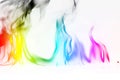 Multi Color Fire Flame Abstract on white background. A mystic colorful smoke. Blurry bright abstraction with colored lines. Magic