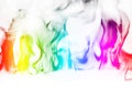 Multi Color Fire Flame Abstract on white background. A mystic colorful smoke. Blurry bright abstraction with colored lines. Magic