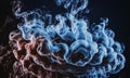 Colored smoke textures create an abstract, vibrant scene against a dark background