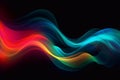 Colored smoke, waves on a black background. Generative AI Royalty Free Stock Photo