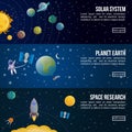 Colored Space Universe Banner Set Royalty Free Stock Photo