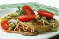Colored spaghetti with mushroom Royalty Free Stock Photo