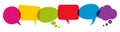 colored speech bubbles in a row