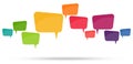 colored speech bubbles in a row