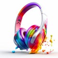 A colored splashes paint headphone. A colorful splashes paint headphone.