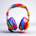 A colored splashes paint headphone. A colorful splashes paint headphone.