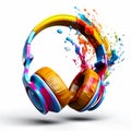 A colored splashes paint headphone. A colorful splashes paint headphone.