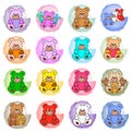 Colored splotches with teddy bears Royalty Free Stock Photo