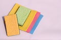 Colored sponges for cleaning dishes on a white background. Sponges for washing dishes Royalty Free Stock Photo