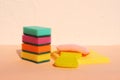 Colored sponges for cleaning dishes on a white background. Sponges for washing dishes Royalty Free Stock Photo