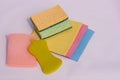 Colored sponges for cleaning dishes on a white background. Sponges for washing dishes Royalty Free Stock Photo