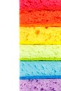 Colored sponges for washing dishes and other domestic needs