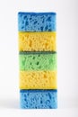 Colored sponges for washing dishes and other domestic needs