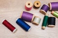 Colored spools of threads Royalty Free Stock Photo