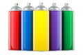 Colored Spray Paint Cans, 3D rendering