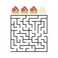 A colored square labyrinth with an entrance and an exit. Difficulty level. Lovely toon. Simple flat vector illustration isolated o