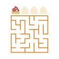 A colored square labyrinth with an entrance and an exit. Difficulty level. Lovely toon. Simple flat vector illustration isolated