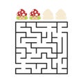 A colored square labyrinth with an entrance and an exit. Difficulty level. Lovely toon. Simple flat vector illustration isolated o