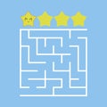 A colored square labyrinth with an entrance and an exit. Difficulty level. Lovely toon. Simple flat vector illustration isolated o