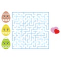 Colored square labyrinth. Kids worksheets. Activity page. Game puzzle for children. Easter, cartoon egg, holiday. Find the right