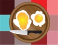 Colored squares dark and fried eggs Royalty Free Stock Photo