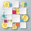 Colored Squares Frames Golden Bitcoins Data Blockchain