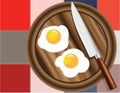 Colored squares and fried eggs Royalty Free Stock Photo