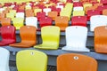 Colored stadium seats in a row Royalty Free Stock Photo