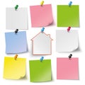 8 Colored stickers Thumbtacks House