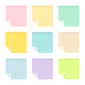 Colored sticky paper notes with curled corners Royalty Free Stock Photo