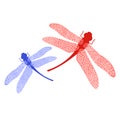 Colored Stilized Dragonfly. Insect Logo Design. Aeschna Viridls